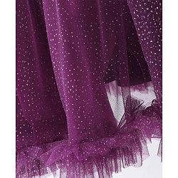 Babyhug Singlet Sleeves Floral Corsage Glittery A-Line Party Frock - Wine
