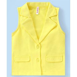 Babyhug Knit Sleeveless Co-Ord Set Solid Color - Yellow