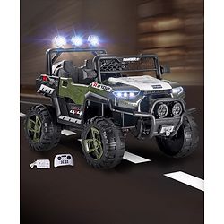 Babyhug RANGER 4X4 Battery Operated Ride On Jeep with Music & LED Lights - Olive Green