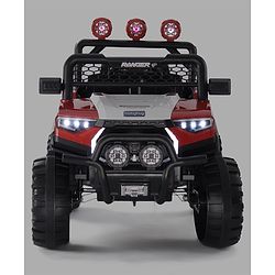 Babyhug RANGER 4X4 Battery Operated Ride On Jeep with Music & LED Lights - Red| Forward & Reverse Drive| Wide Comfortable Seat| Rechargeable Battery| Remote Control| Pre-loaded Music with USB & AUX| Easy to Assemble| Wide Comfortable Seat| Easy to Op