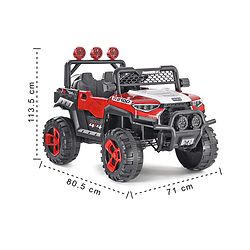 Babyhug RANGER 4X4 Battery Operated Ride On Jeep with Music & LED Lights - Red| Forward & Reverse Drive| Wide Comfortable Seat| Rechargeable Battery| Remote Control| Pre-loaded Music with USB & AUX| Easy to Assemble| Wide Comfortable Seat| Easy to Op