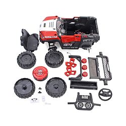 Babyhug RANGER 4X4 Battery Operated Ride On Jeep with Music & LED Lights - Red| Forward & Reverse Drive| Wide Comfortable Seat| Rechargeable Battery| Remote Control| Pre-loaded Music with USB & AUX| Easy to Assemble| Wide Comfortable Seat| Easy to Op