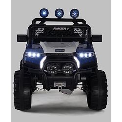 Babyhug RANGER 4X4 Battery Operated Ride On Jeep with Music & LED Lights - Blue| Forward & Reverse Drive| Wide Comfortable Seat| Rechargeable Battery| Remote Control| Pre-loaded Music with USB & AUX| Easy to Assemble| Wide Comfortable Seat| Easy to O