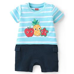Babyhug 100% Cotton Half Sleeves Romper Fruit Print - Blue