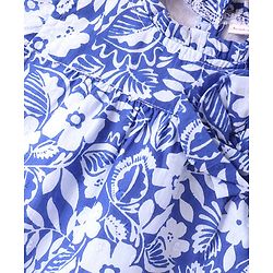 Babyhug Cotton Woven Half Sleeves  Top with Frills Detailing Floral Print - Blue