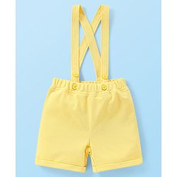 Babyhug Half Sleeves Shirt & Shorts with Suspenders Bow - Yellow