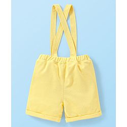 Babyhug Half Sleeves Shirt & Shorts with Suspenders Bow - Yellow