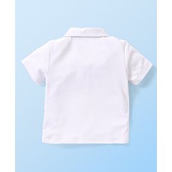 Babyhug Half Sleeves Checks Attached Waist Coat Shirt & Shorts Set with Bow  - White & Black