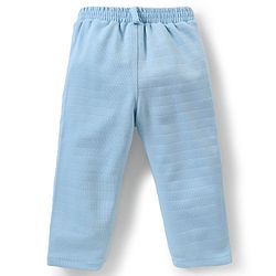 Babyhug Knit Full Sleeves Printed Party Shirt & Trousers with Cap Bow & Suspender - Light Blue