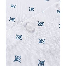 Babyhug Full Sleeves Shirt & Trousers Set With Cap Bow & Suspenders Floral Print - White & Blue