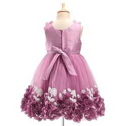 Babyhug Sleeveless Floral & & Pearl Embellishment Fit & Flared Party Frock - Mauve