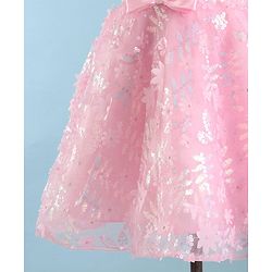 Babyhug Sleeveless Party Frock with Floral Embroidery & Bow Detailing - Pink