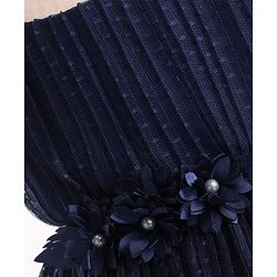 Babyhug Cap Sleeves  Fit & Flare   Party Frock with Floral Applique - Navy Blue