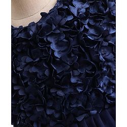 Babyhug Sleeveless Fit & Flare Textured Yoke Party Frock with Floral Applique - Blue