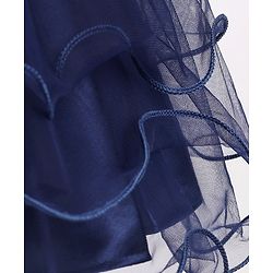 Babyhug Sleeveless Fit & Flare Textured Yoke Party Frock with Floral Applique - Blue