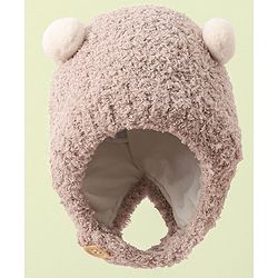 Babyhug Woollen Cap with Bear 3D Applique - Khaki