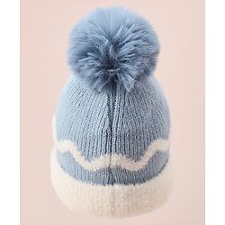 Babyhug Woollen Cap with Bear Text Design & Pom Pom Detailing - Pink