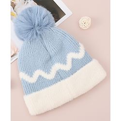 Babyhug Woollen Cap with Bear Text Design & Pom Pom Detailing - Pink