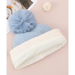 Babyhug Woollen Cap with Bear Text Design & Pom Pom Detailing - Pink