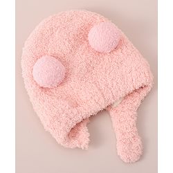 Babyhug Woollen Cap with Bear 3D Applique - Pink