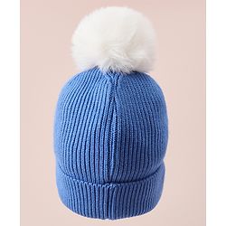 Babyhug Woollen Cap With Bear Design - Blue