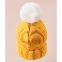 Babyhug Woollen Cap With Bear Design - Blue