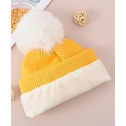 Babyhug Woollen Cap With Bear Design - Blue