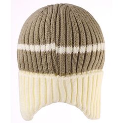 Babyhug Woollen Cap with Bear Applique Grey & Beige - Diameter 11.5 cm