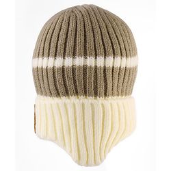 Babyhug Woollen Cap with Bear Applique Grey & Beige - Diameter 11.5 cm