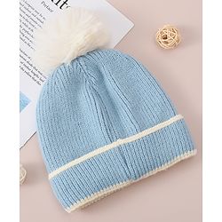 Babyhug Woollen Cap with Dino Design - Blue
