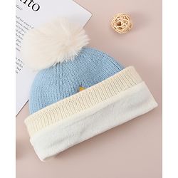 Babyhug Woollen Cap with Dino Design - Blue