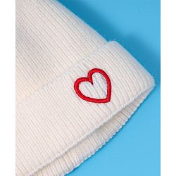 Babyhug Woollen Cap & Muffler Set with Heart Design - White