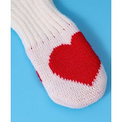 Babyhug Woollen Cap & Muffler Set with Heart Design - White