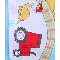 Babyhug 100% Cotton Knit Half Sleeves Striped & Dino Printed Romper - Blue & White