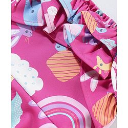 Babyhug Sleeveless Cross Back Animals Printed Frock Style Swimsuit - Purple