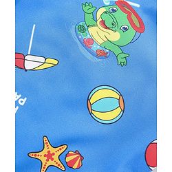 Babyhug Raglan Half Sleeves Crocodile Printed Legged Swimsuit - Blue