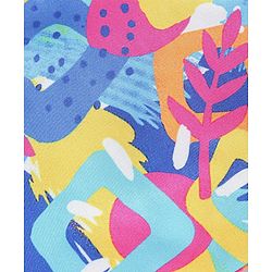 Babyhug Sleeveless Frock Style Swimsuit With Frill Abstract Print - Multicolour
