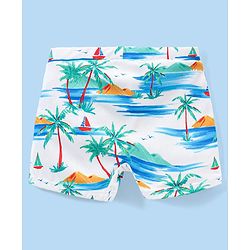 Babyhug Tropical Printed Swimming Trunk - White