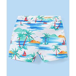 Babyhug Tropical Printed Swimming Trunk - White