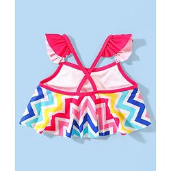 Babyhug Sleeveless Two Piece Swimsuit with Chevron Print - Multicolour