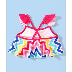 Babyhug Sleeveless Two Piece Swimsuit with Chevron Print - Multicolour