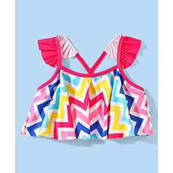 Babyhug Sleeveless Two Piece Swimsuit with Chevron Print - Multicolour