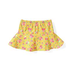 Babyhug Cold Shoulder Sleeves  Two Piece Swim Suit with Floral Print - Yellow