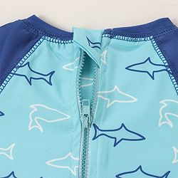 Babyhug Half Sleeves Legged Swimsuit Star Fish Print -  Blue