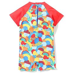 Babyhug Half Sleeves Legged Swimsuit Fruit Print -  Multicolour