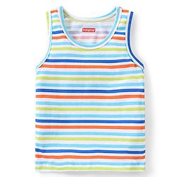 Babyhug 100% Cotton Knit Sleeveless Striped Sando & Shorts Set - Multicolour