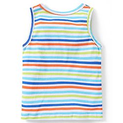 Babyhug 100% Cotton Knit Sleeveless Striped Sando & Shorts Set - Multicolour