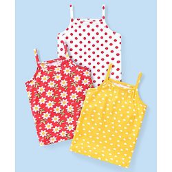Babyhug 100% Cotton Sleeveless Slips Pack of 3 - Red & Yellow