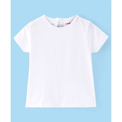 Babyhug Cotton Woven Frock with Half Sleeves Inner Tee with Butterfly Embroidered - Yellow