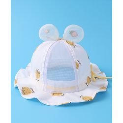 Babyhug Bucket Hat Strawberry Print - Light Yellow